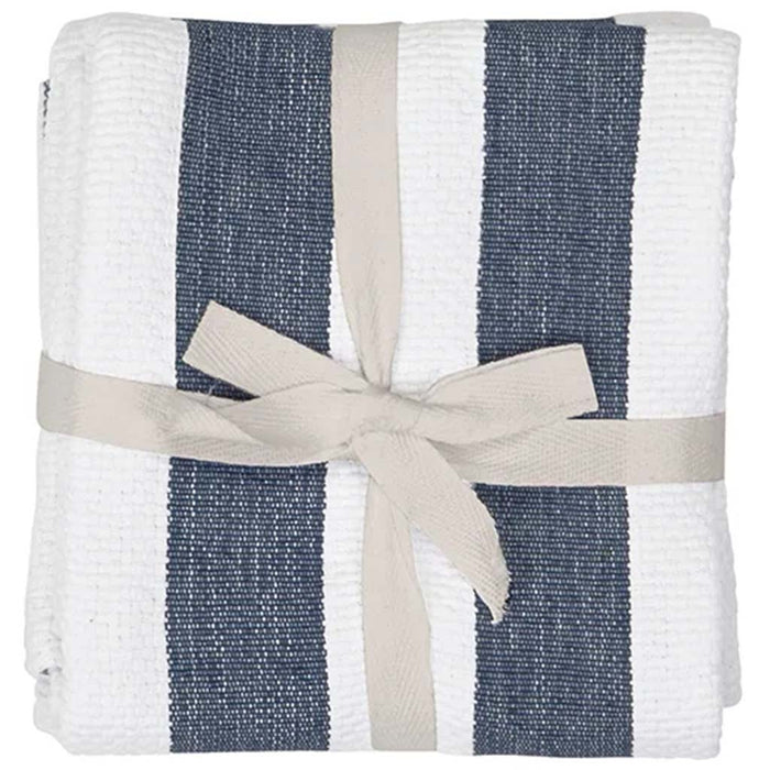 Basketweave Kitchen Towel Set of 2 Navy, 18in x 26in