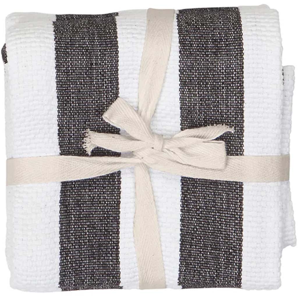 Basketweave Kitchen Towel Set of 2 Black, 18in x 26in