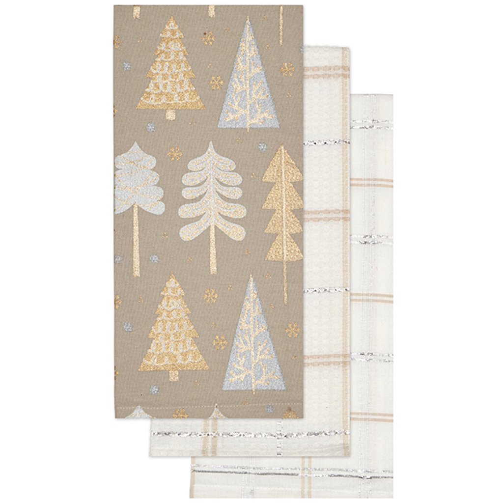 Festive Trees Kitchen Tea Towels Set of 3