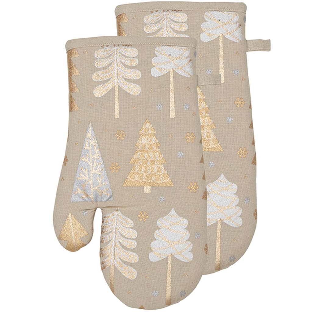 Festive Trees Kitchen Oven Mitts Set of 2