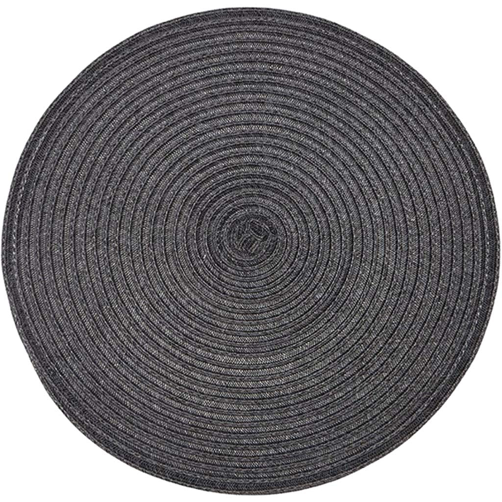 Urban Round Woven Vinyl Placemat Black, 15D