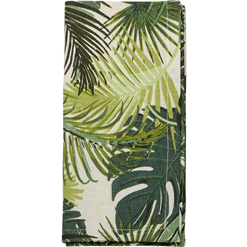 Cotton Green Palm Leaf Napkins, Set of 4