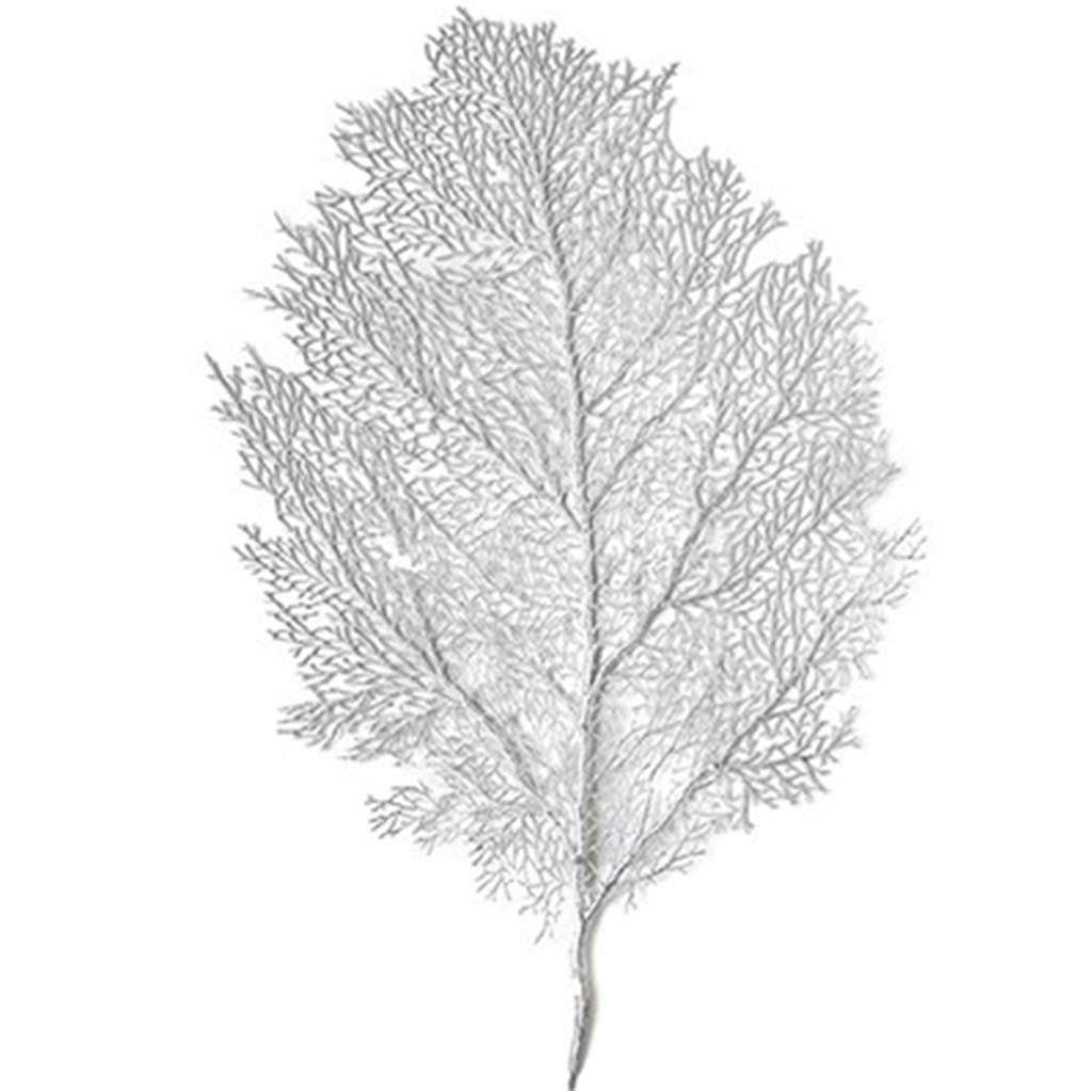 Large Metallic Leaf Placemat Silver, 14in X 22in