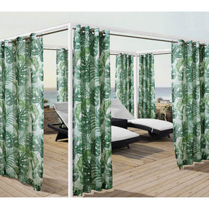Banana Leaf Grommet Top Panel Curtains Green