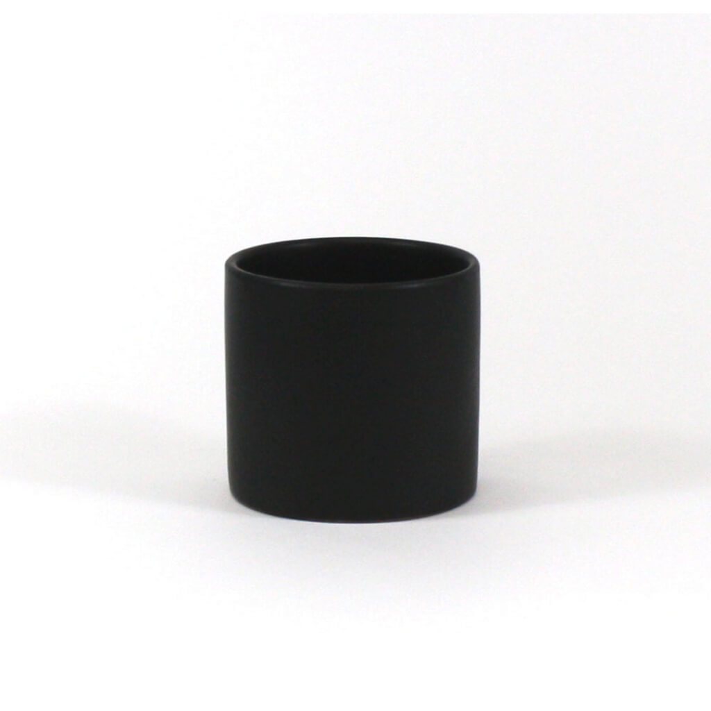 BLACK CYLINDER CERAMIC OPEN: 5.5&quot;, HEIGHT: 5&quot; 