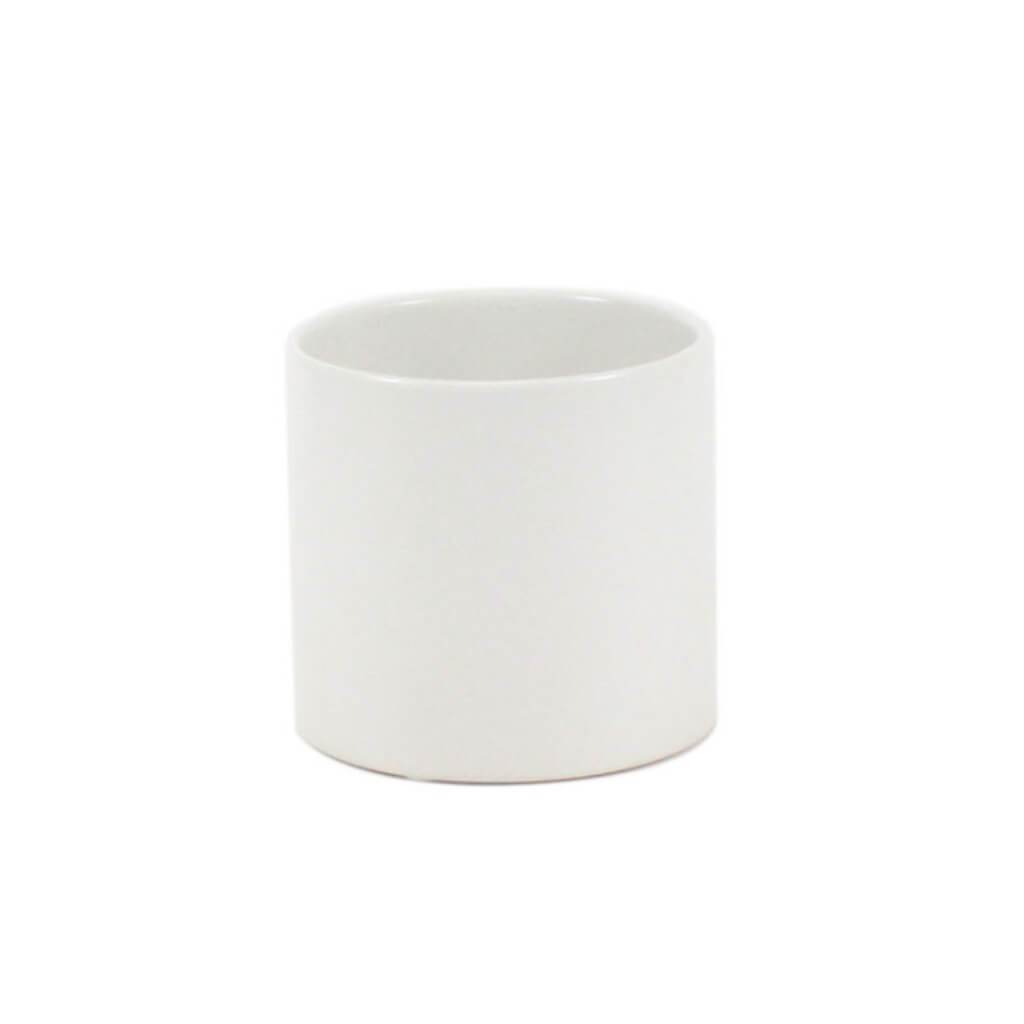 WHITE CYLINDER CERAMIC OPEN: 3.75&quot;, HEIGHT: 4&quot; 