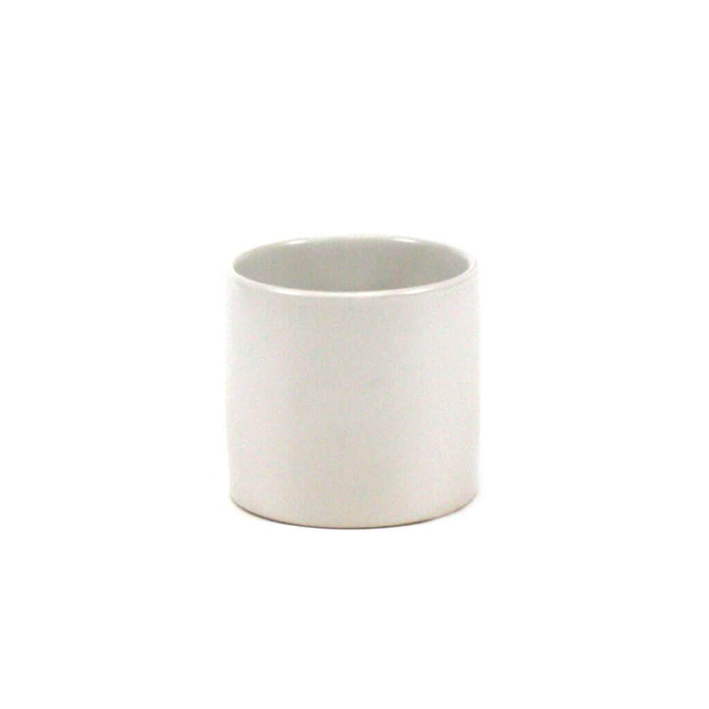 WHITE CYLINDER CERAMIC OPEN: 5.5&quot;, HEIGHT: 5&quot; 