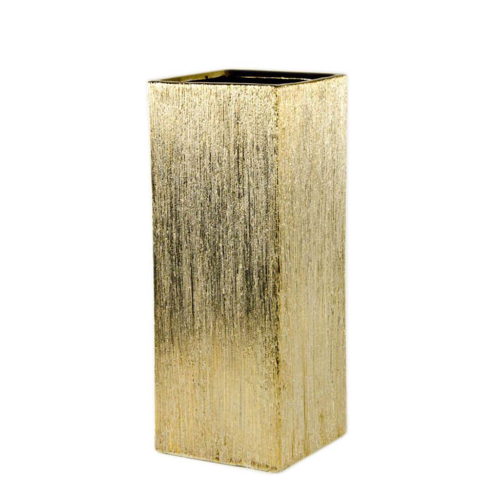 SCRATCHED TALL SQUARE BLOCK OPEN: 5&quot;X5&quot;, HEIGHT: 12&quot; GOLD 