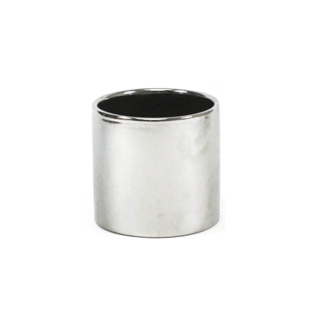 SILVER CYLINDER CERAMIC OPEN: 5.5&quot;, HEIGHT: 5&quot; 