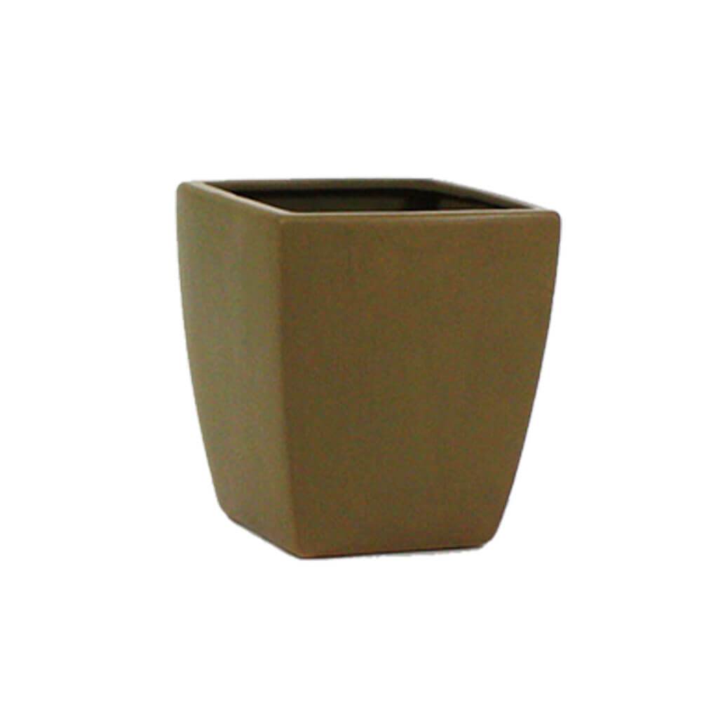 BEIGE TAPERED BLOCK OPEN DIAMETER: 6",HEIGHT: 6.5" 