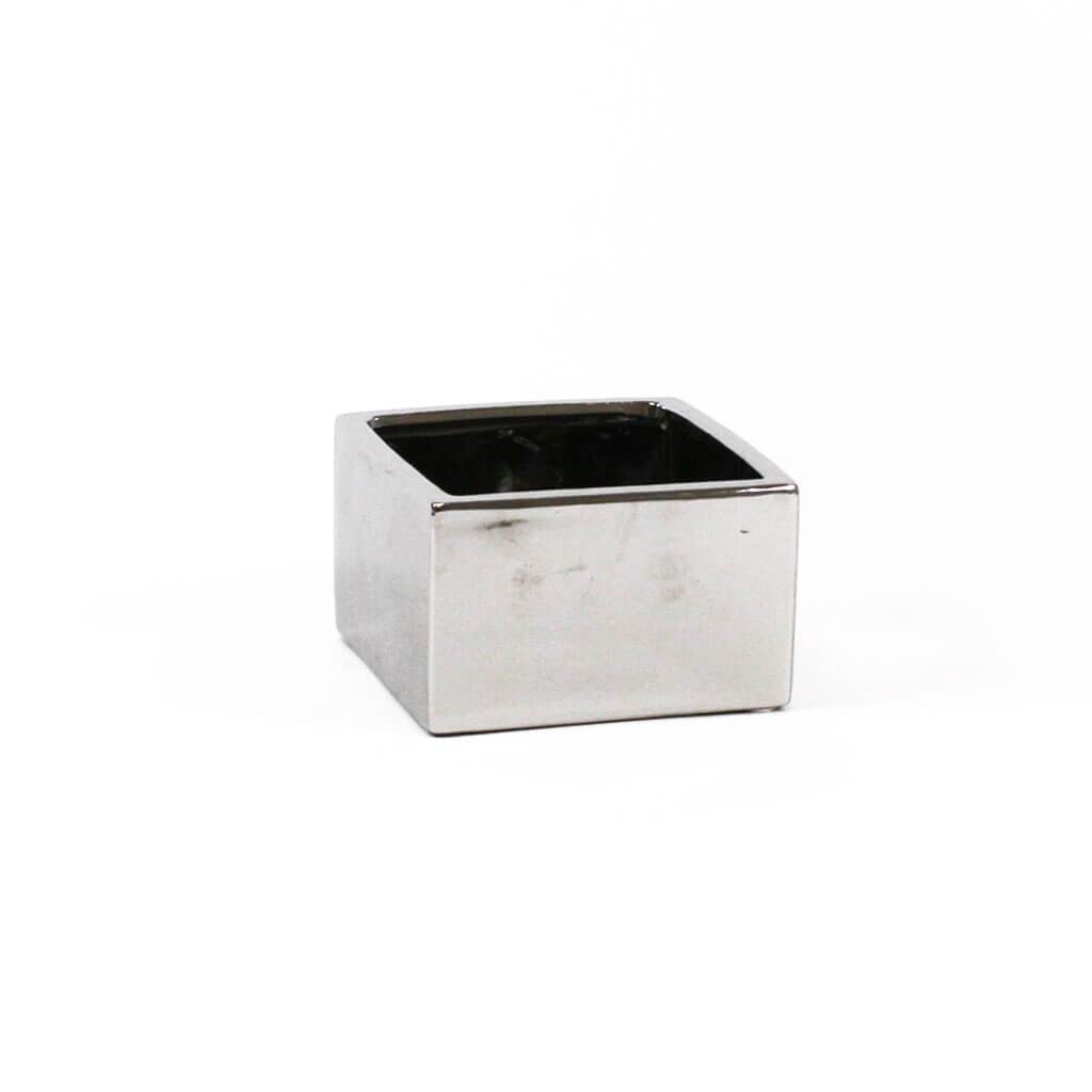 SILVER LOW SQUARE BLOCK OPEN: 6.25&quot;X6.25&quot;, HEIGHT: 4&quot; 