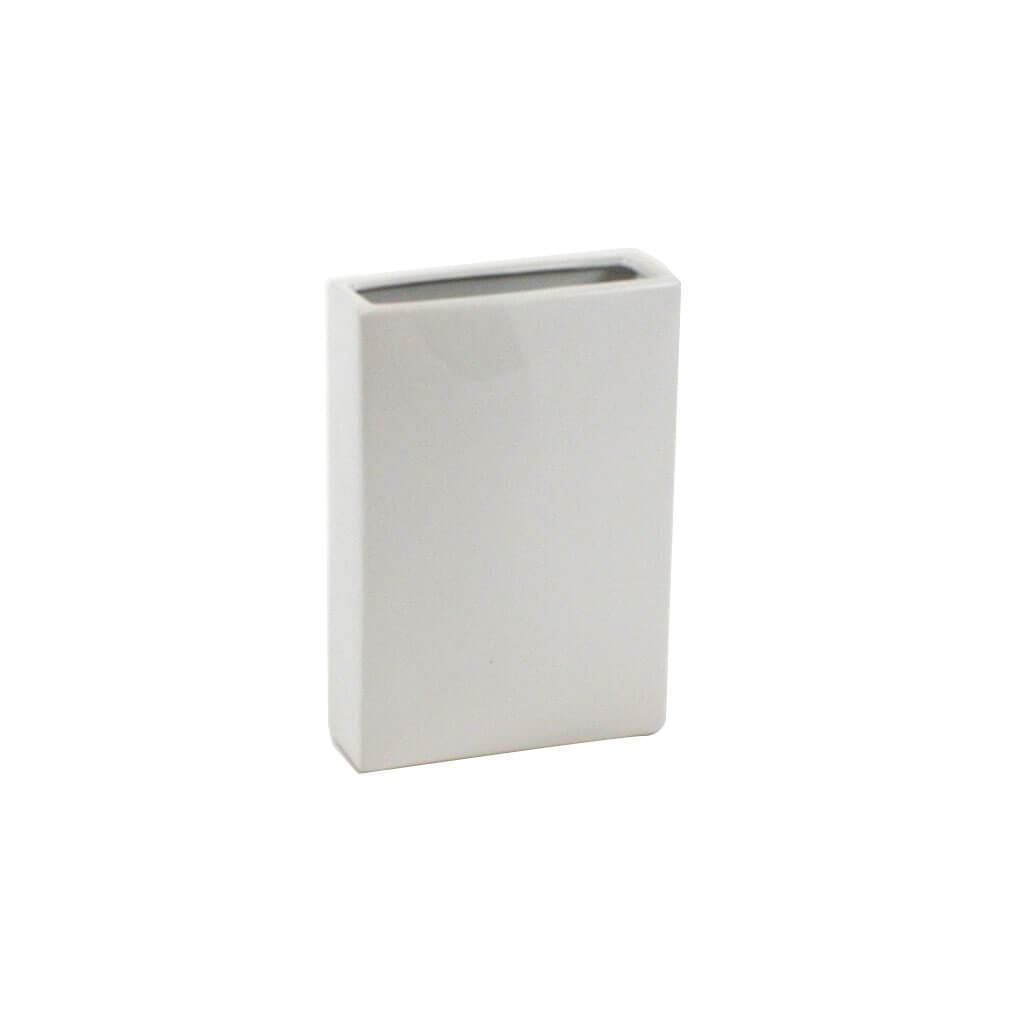 WHITE TALL FLAT RECTANGLE OPEN: 8&quot;X2.5&quot;, HEIGHT: 12&quot; 