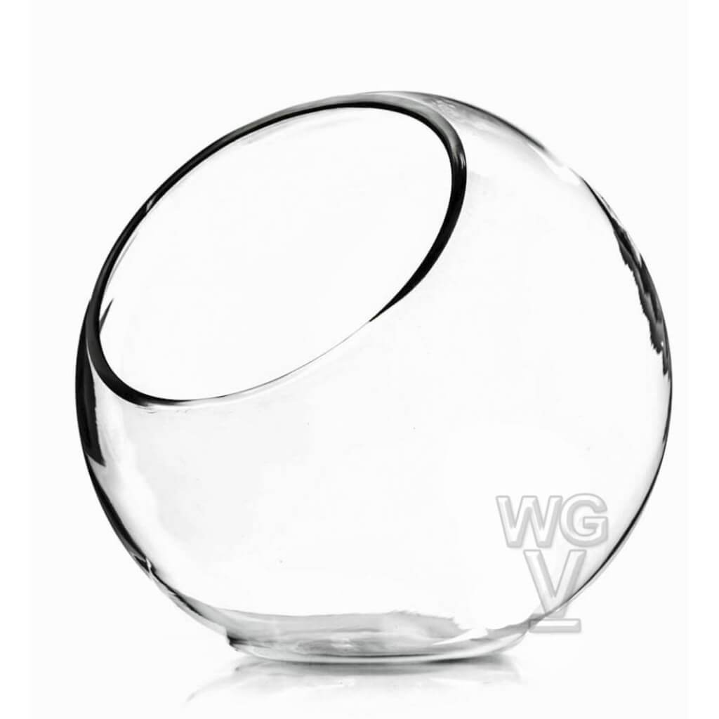 CLEAR SLANT BUBBLE BOWL VASE OPEN:4.75&quot;HEIGHT:8&quot;DIAMETER:8&quot; 