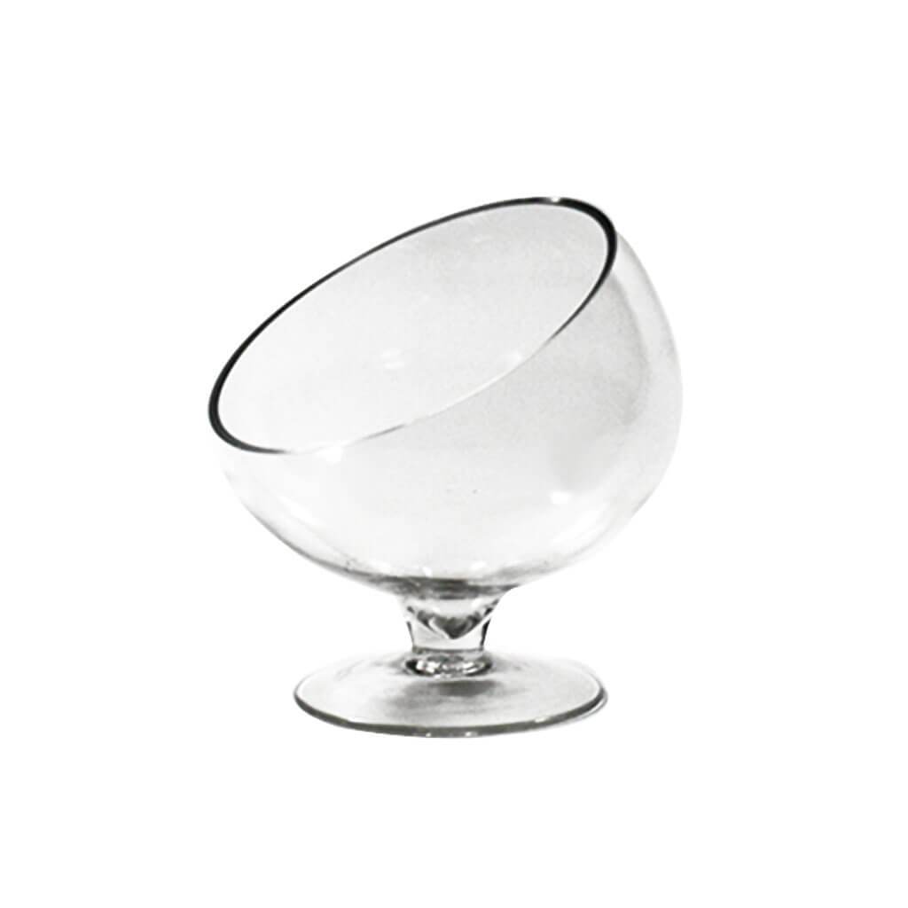 CLEAR SLANT CUT BOWL VASE ON STAND SLANT OPEN: 7&quot;HEIGHT:7&quot; 