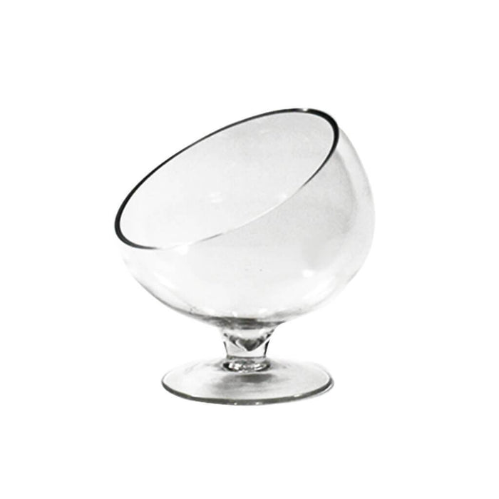 CLEAR SLANT CUT BOWL VASE ON STAND SLANT OPEN: 7"HEIGHT:7" 
