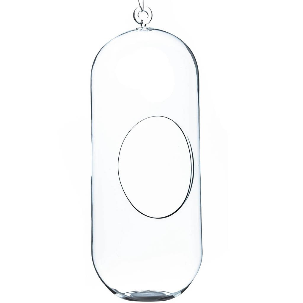 Clear Cylindrical Hanging Glass Candle Holder. H12in X L4in X W4in