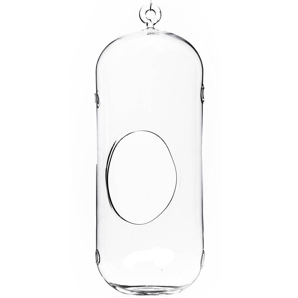 Clear Cylindrical Hanging Glass Candleholder, H13in X L5in X W5in