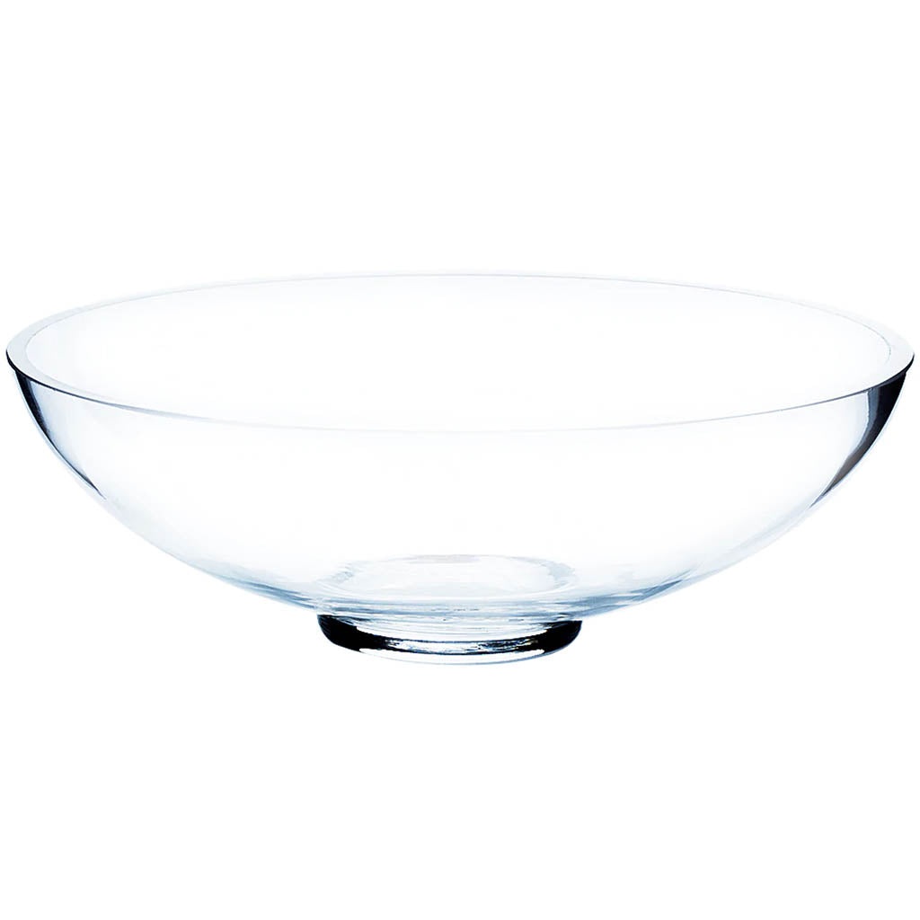 Clear Low Bowl Glass Vase, 8in x 3in H