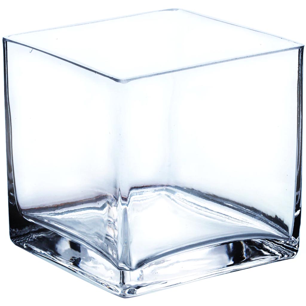 Clear Square Cube Vase, H3in X L3in X W3in