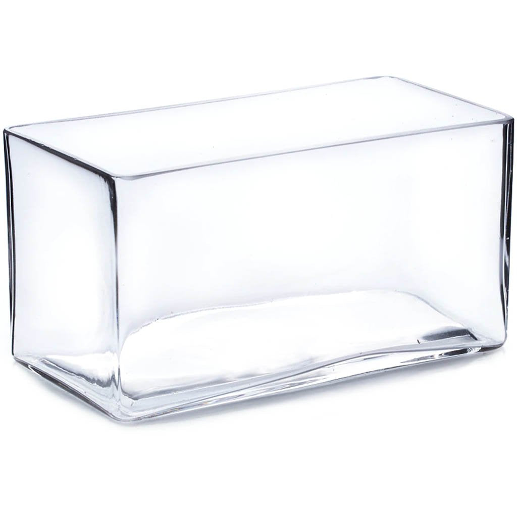 Block Rectangle Glass Vase, H4in X L3.5in X W8in