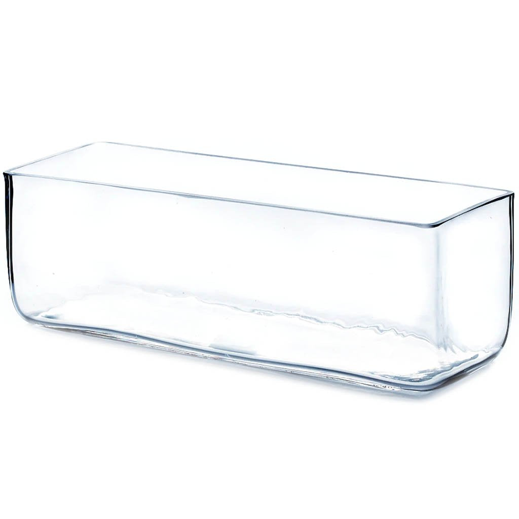 Block Rectangle Glass Vase, H4in X L4in X W12in