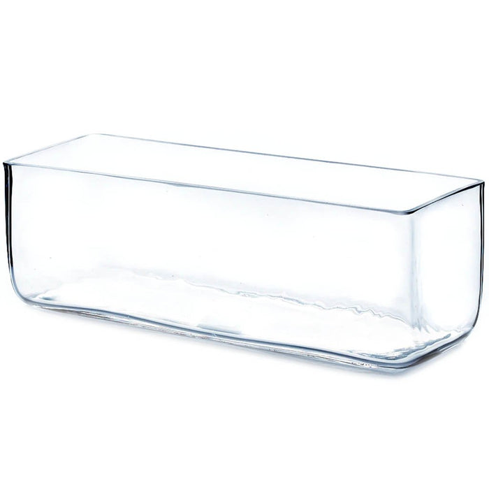 Block Rectangle Glass Vase, H4in X L4in X W12in