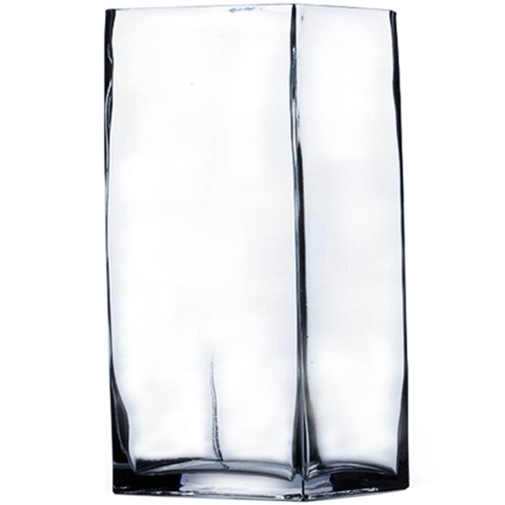 Clear Block Vase, H8in X L4in X W4in