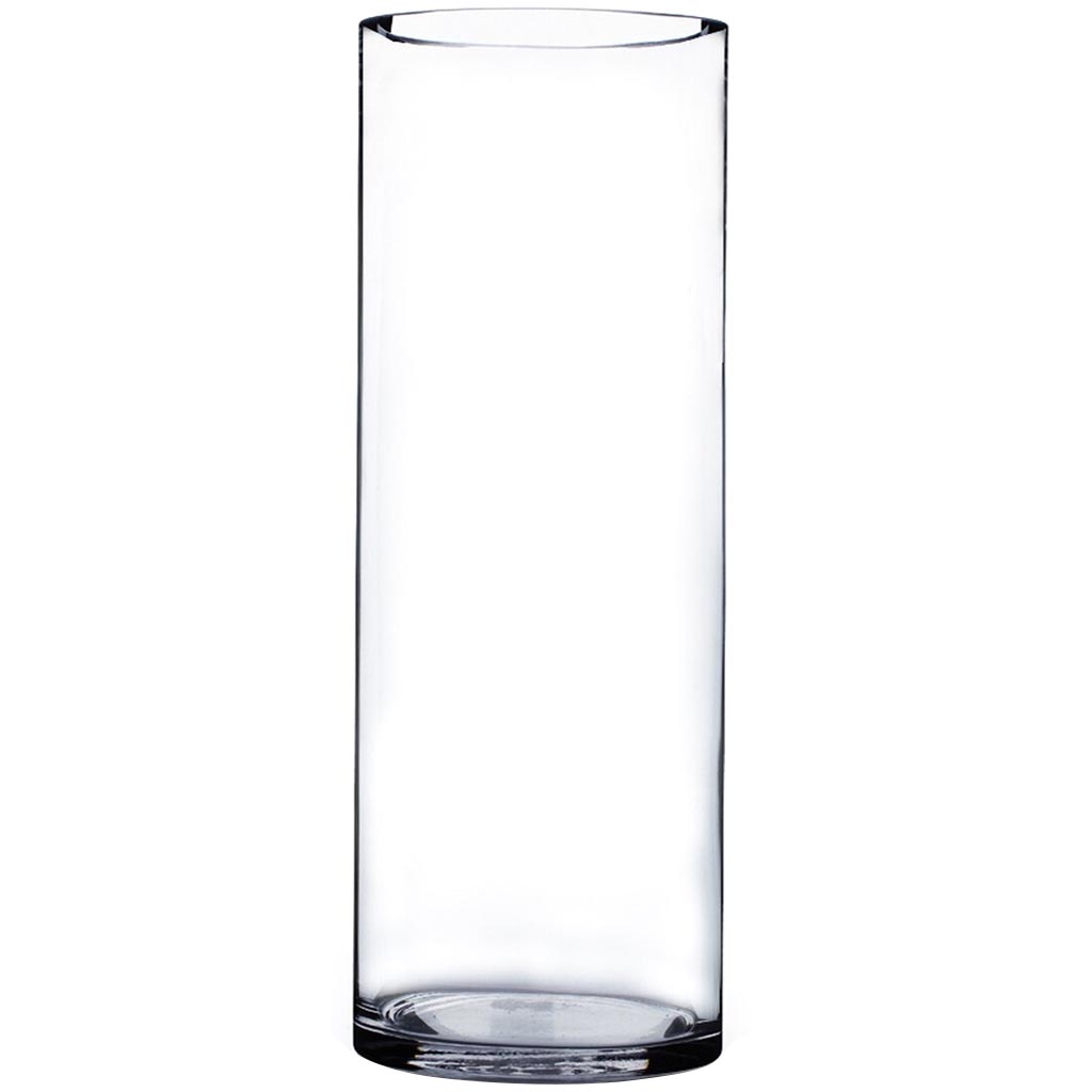 Clear Cylinder Glass Vase, H20in X L7in X W7in