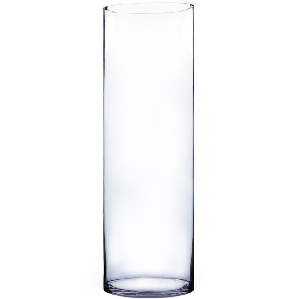 Clear Cylinder Glass Vase, H24in X L8in X W8in