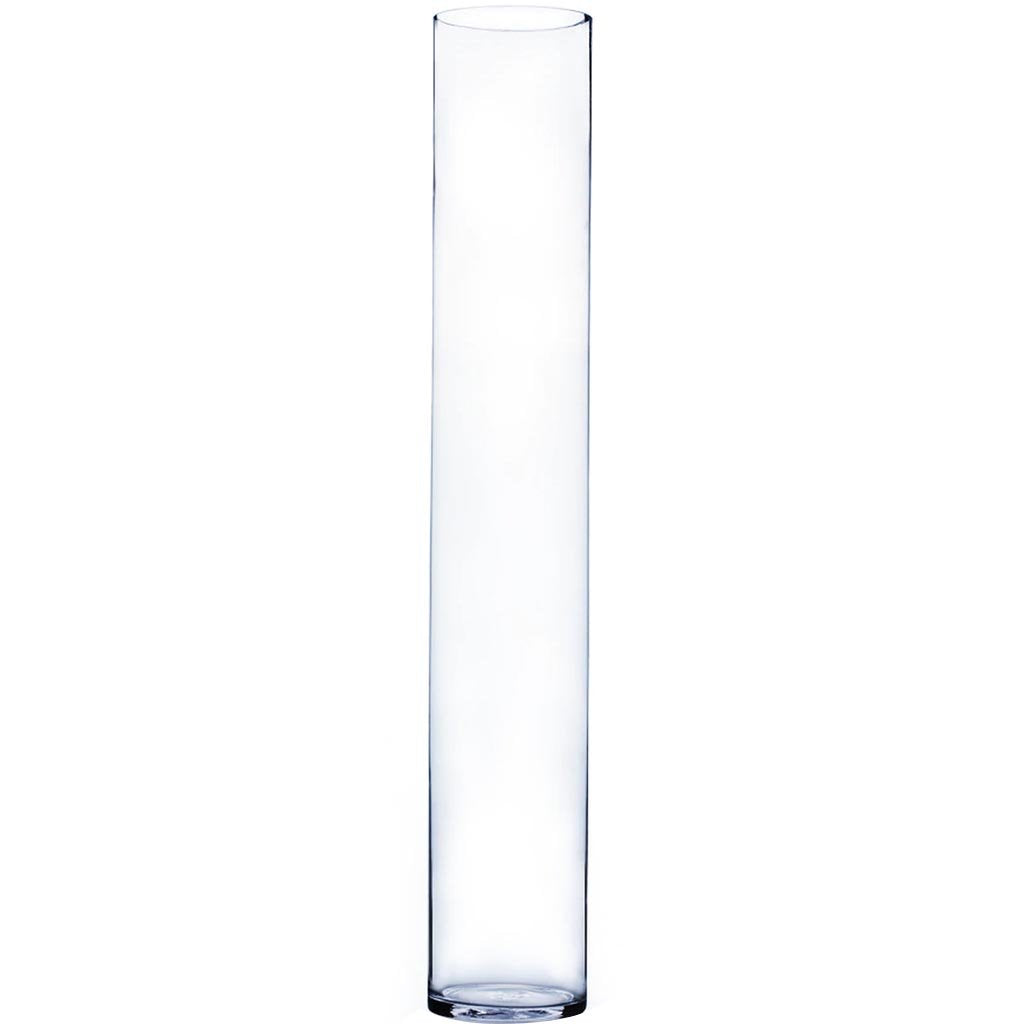 Clear Cylinder Glass Vase, H47in X L7in X W7in