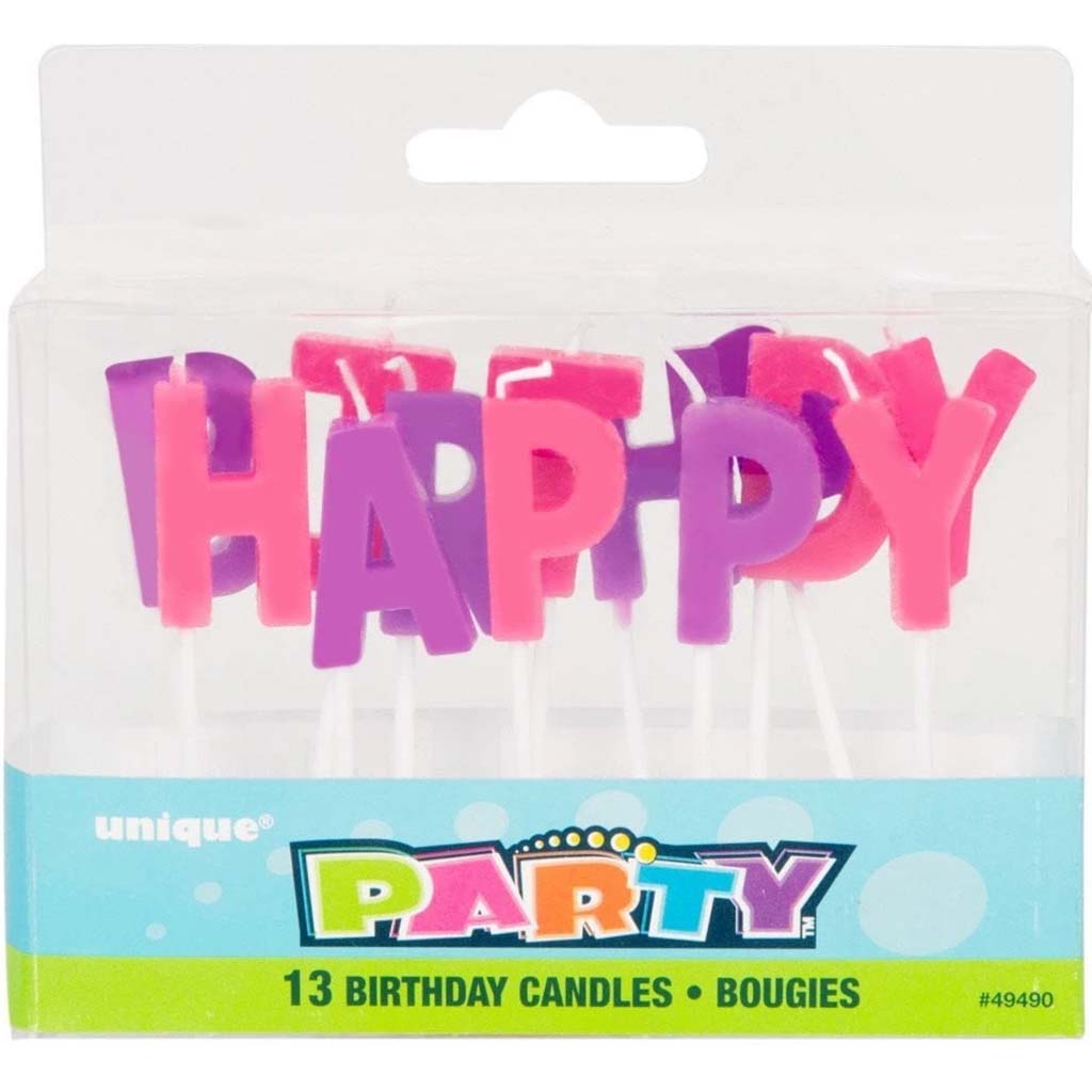 Letter Pick Candles 13ct, Pastel Happy Birthday 