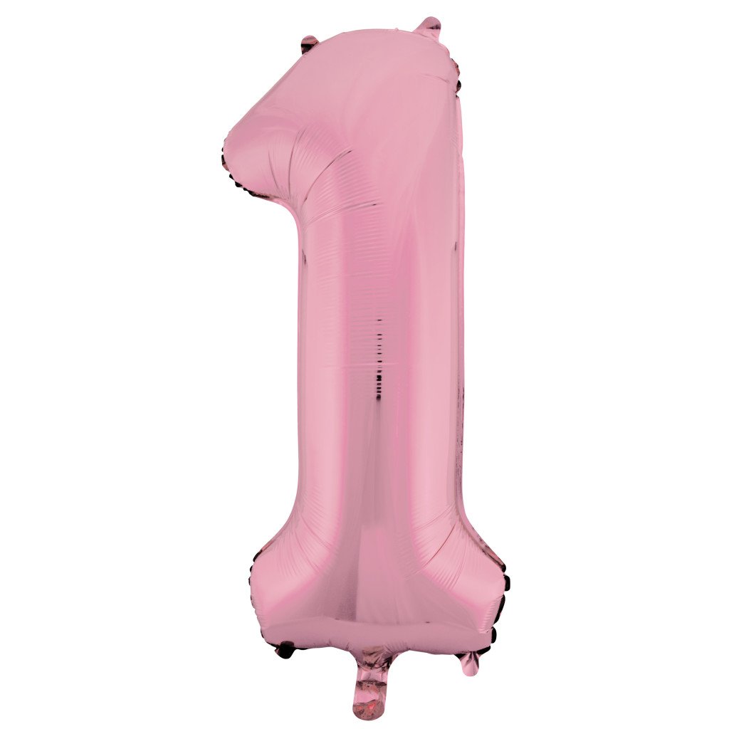 Lovely Pink Number 1 Shaped Foil Balloon, 34in 