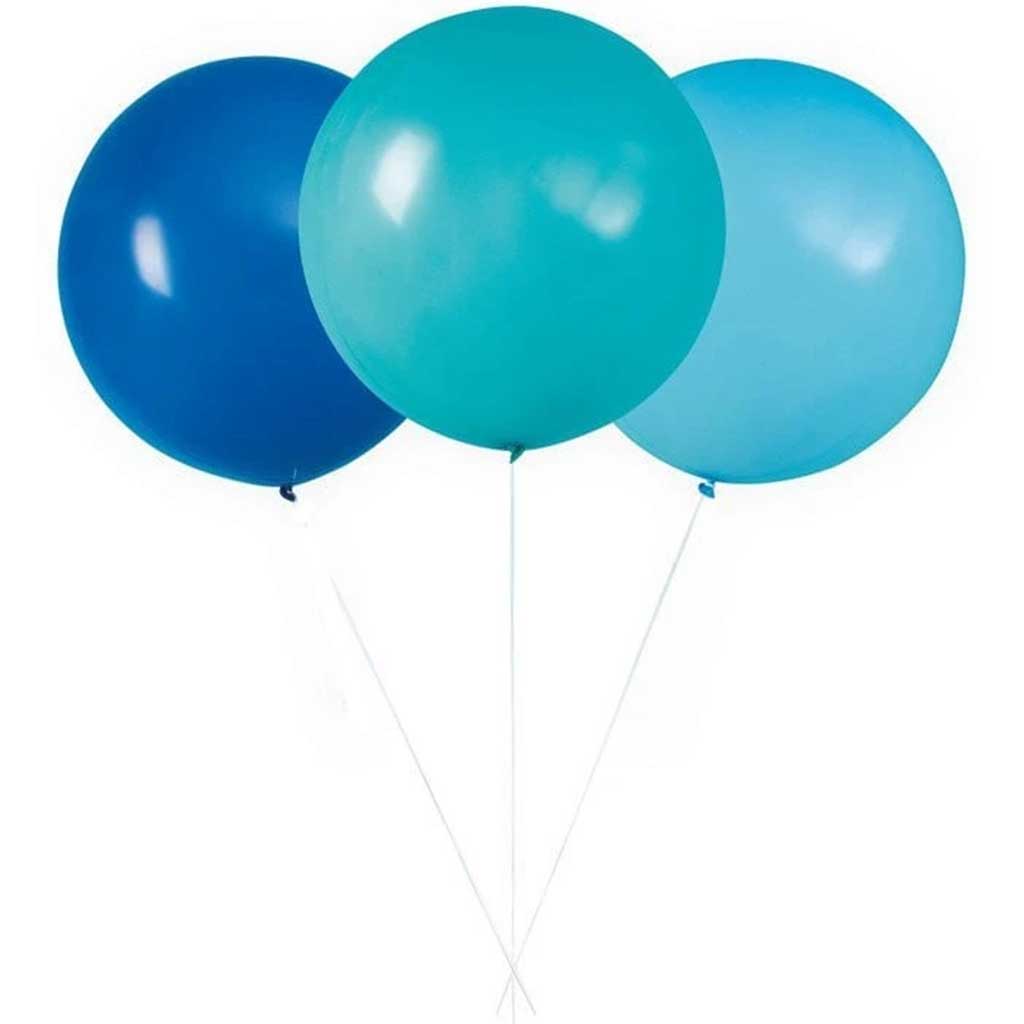 Latex Balloons 24in 3ct, Blue &amp; Teal Giant 