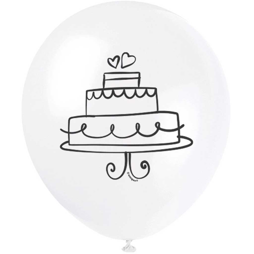 Latex Balloons 12in 8ct, White Wedding Cake 