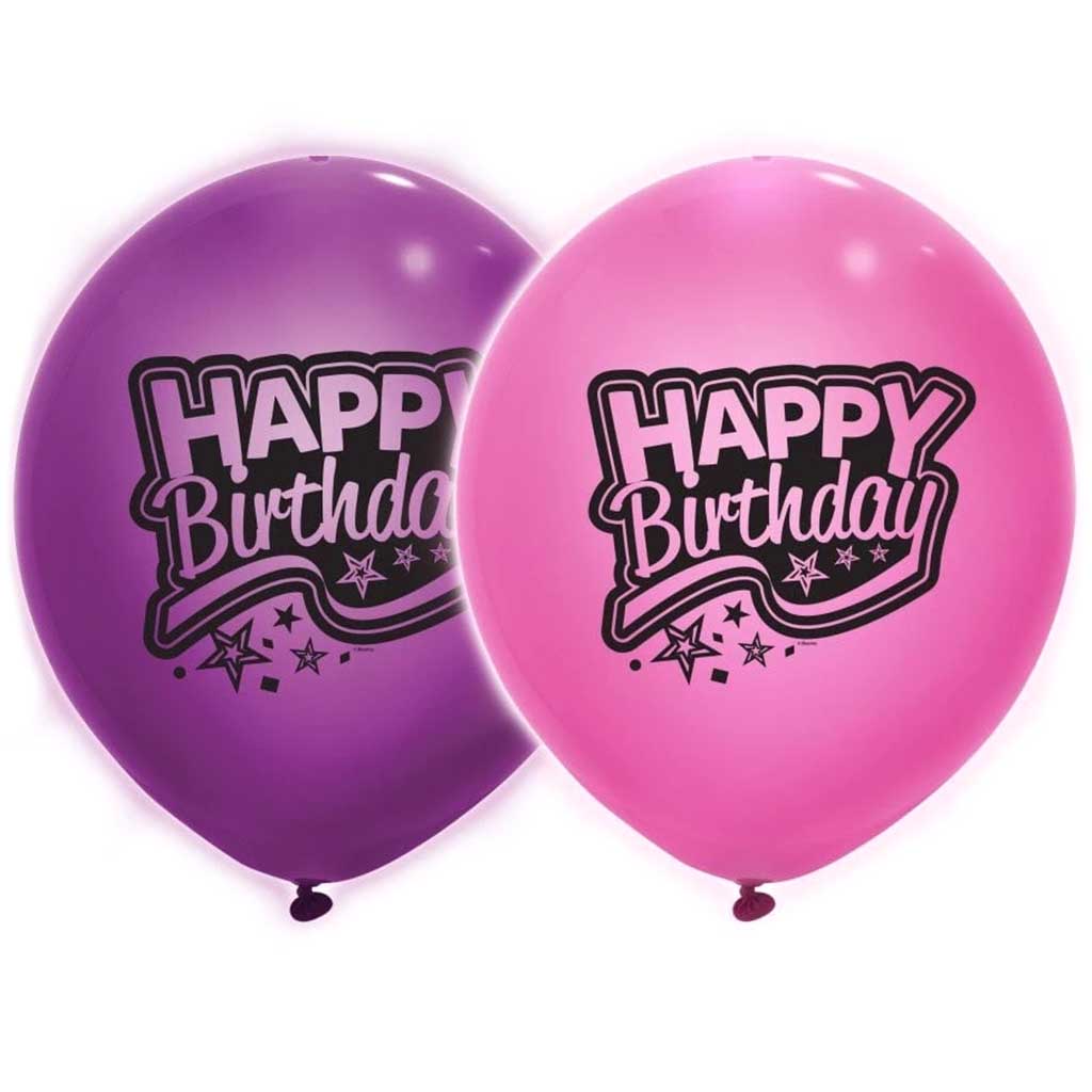 Light Up Balloons 24in 2ct, Giant Pink &amp; Purple Happy Birthday 