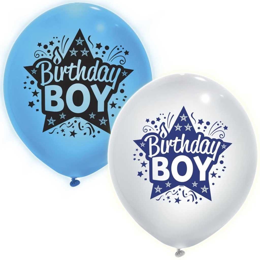 Light Up Balloons 24in 2ct, Giant Star Birthday Boy 