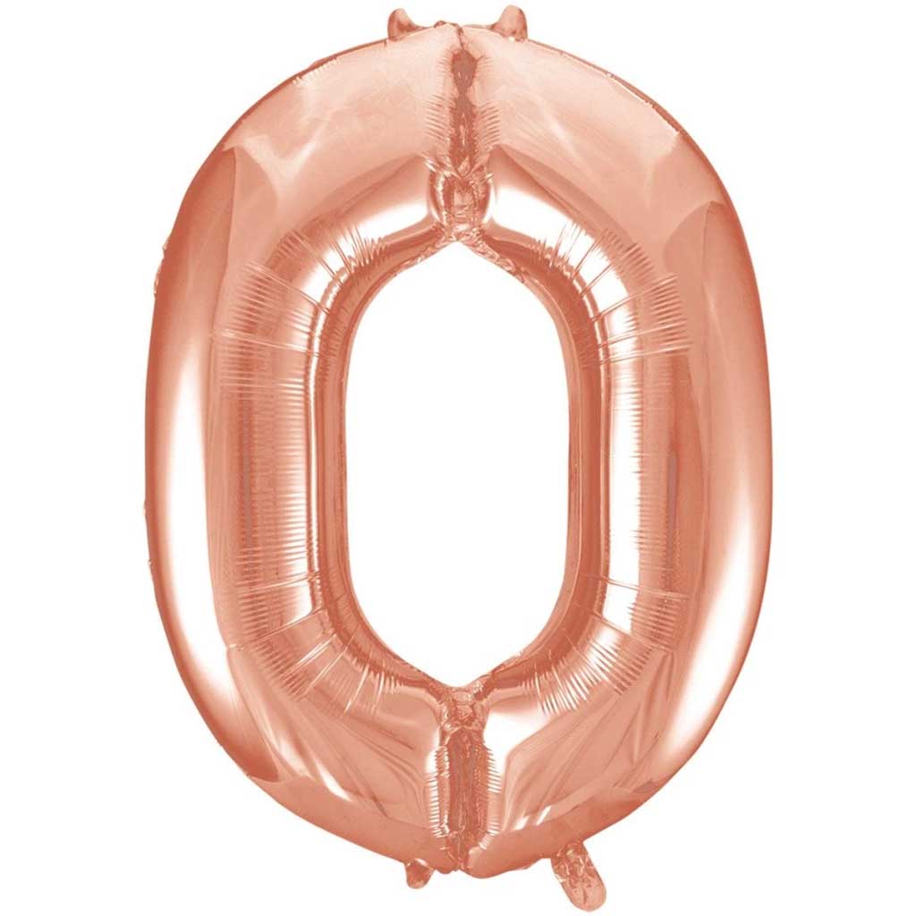 Rose Gold Number 0 Shaped Foil Balloon, 34in 