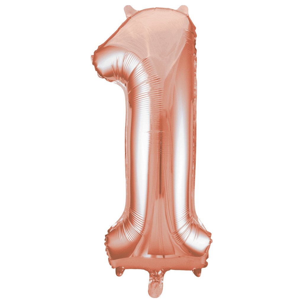 Rose Gold Number 1 Shaped Foil Balloon, 34in 