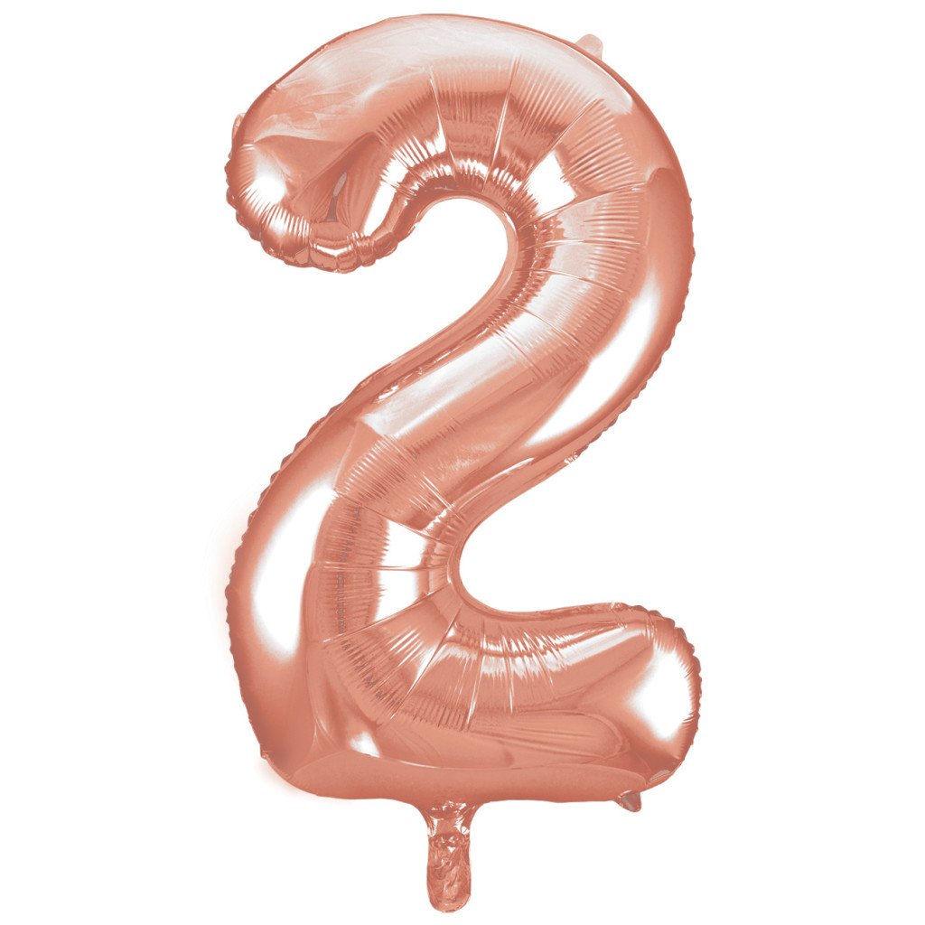 Rose Gold Number 2 Shaped Foil Balloon, 34in 