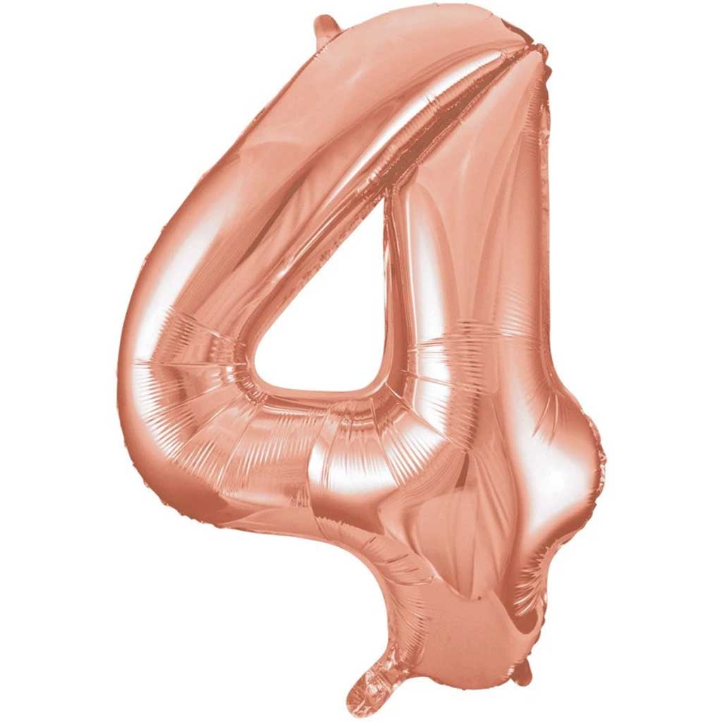 Rose Gold Number 4 Shaped Foil Balloon, 34in 