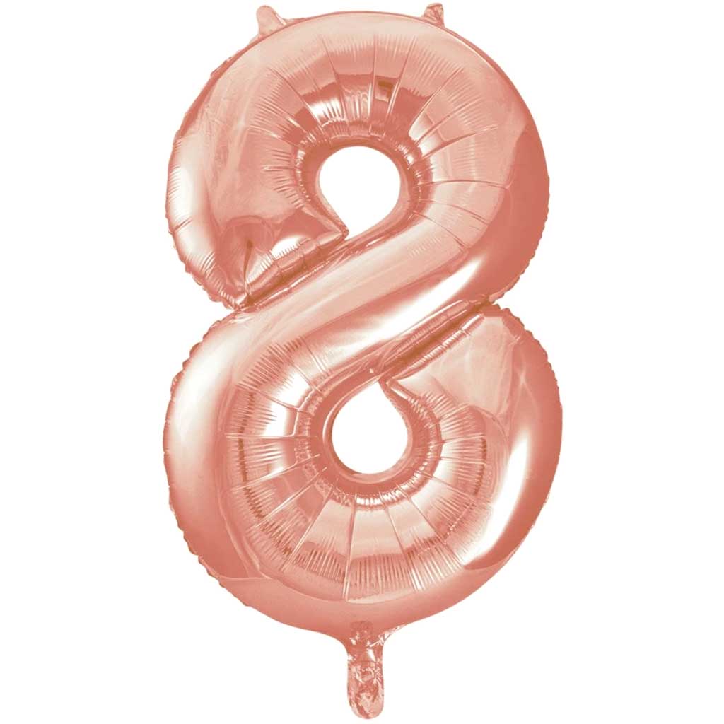 Rose Gold Number 8 Shaped Foil Balloon, 34in 