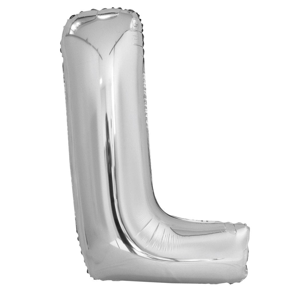 Silver Letter L Shaped Foil Balloon, 34in 