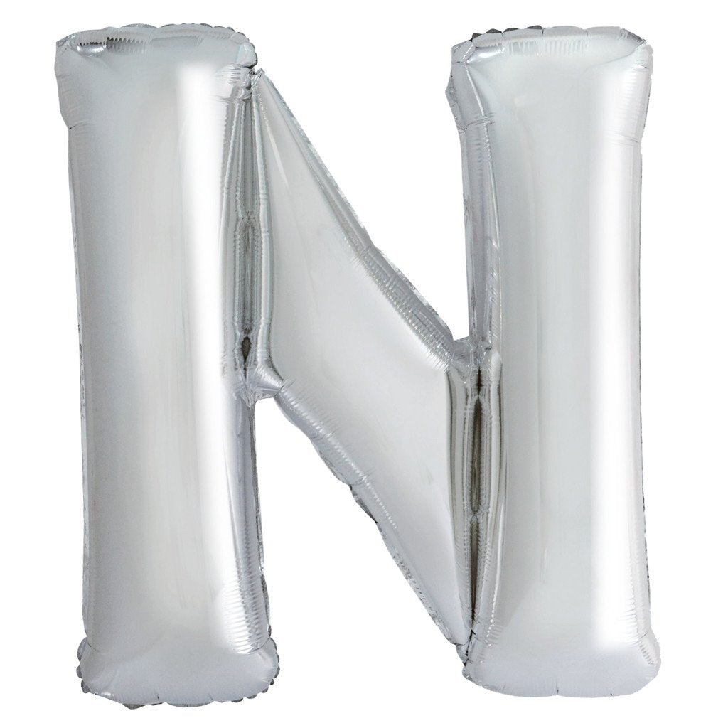 Silver Letter H Shaped Foil Balloon, 34in 