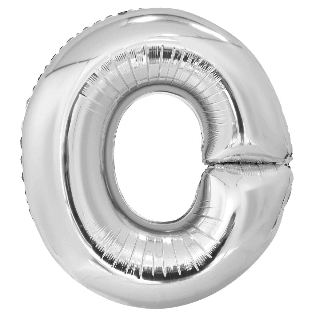 Silver Letter O Shaped Foil Balloon, 34in 