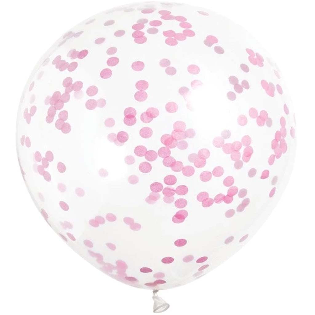 Clear Latex Balloons with Hot Pink Confetti 12in, 6ct