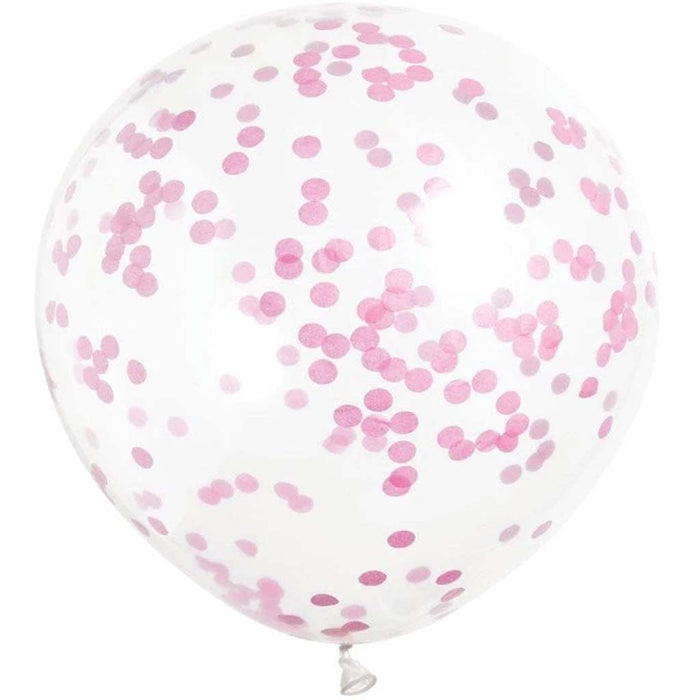 Clear Latex Balloons with Hot Pink Confetti 12in, 6ct