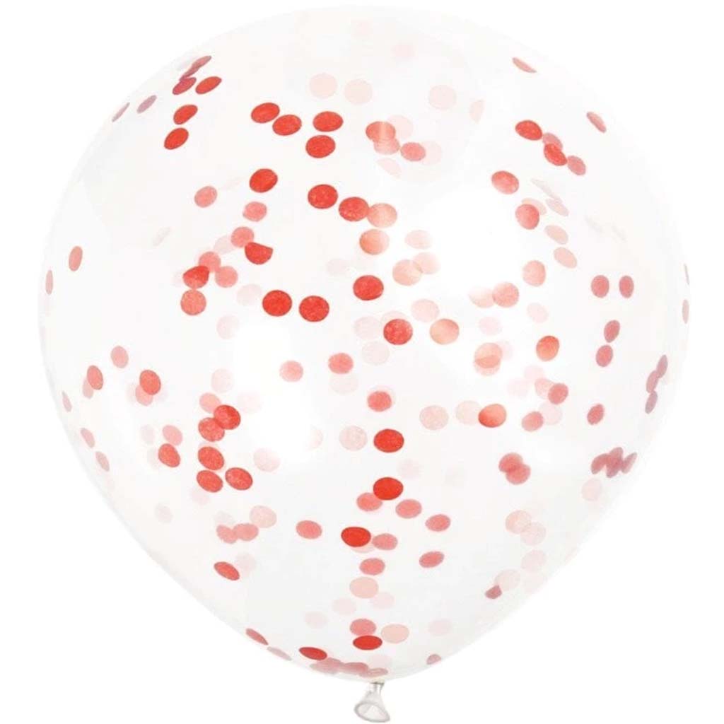 Clear Latex Balloons with Ruby Red Confetti 12&quot;, 6ct