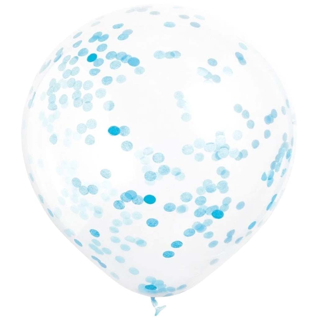 Clear Latex Balloons with Powder Blue Confetti 12in, 6ct