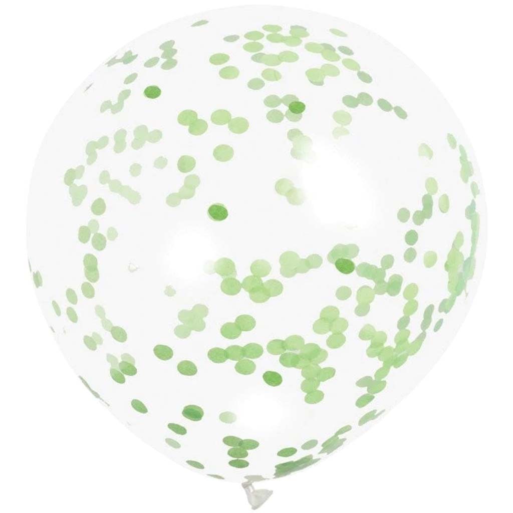 Clear Latex Balloons with Lime Green Confetti 12in, 6ct