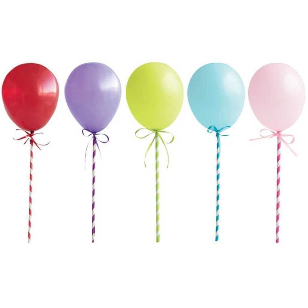 Mini Balloon Stick Cake Toppers, 5ct - Assorted 